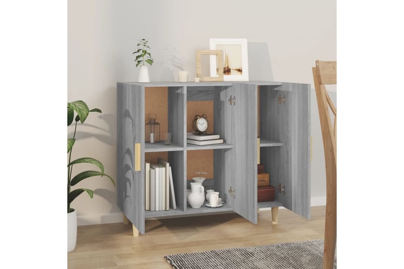beBasic Skänk grå sonoma 90x34x80 cm konstruerat trä - Förvaring - Förvaringsmöbler - Skänkar & sideboards