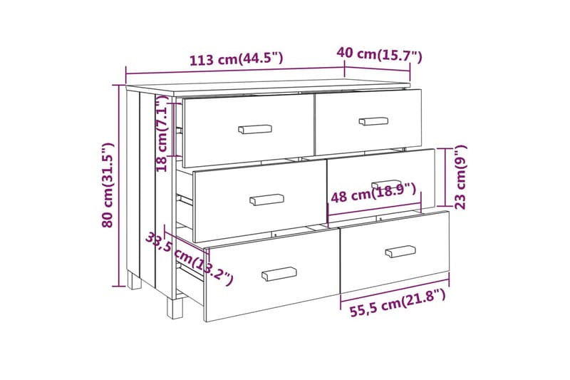 beBasic Skänk ljusgrå 113x40x80 cm massiv furu - Förvaring - Förvaringsmöbler - Skänkar & sideboards