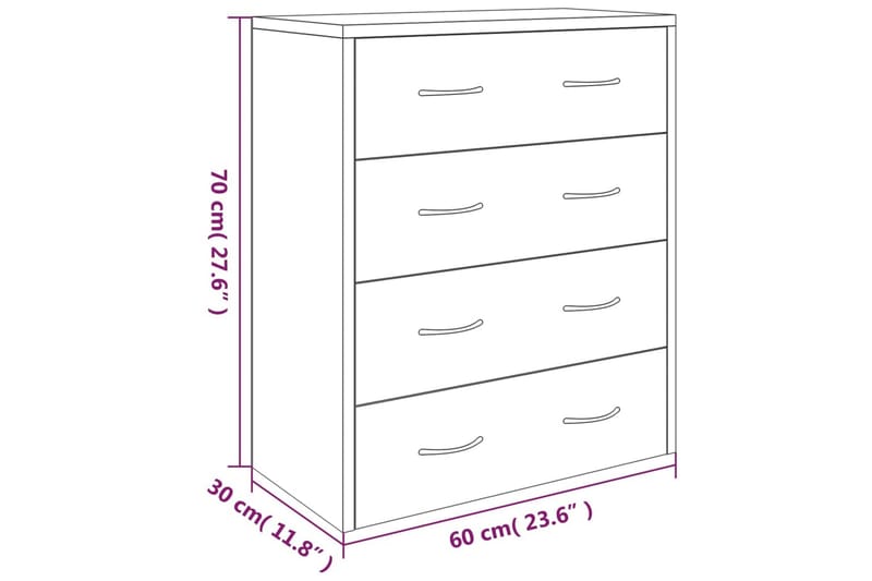 beBasic Skänk med 4 lådor 60x30,5x71 cm betonggrå - Förvaring - Förvaringsmöbler - Skänkar & sideboards