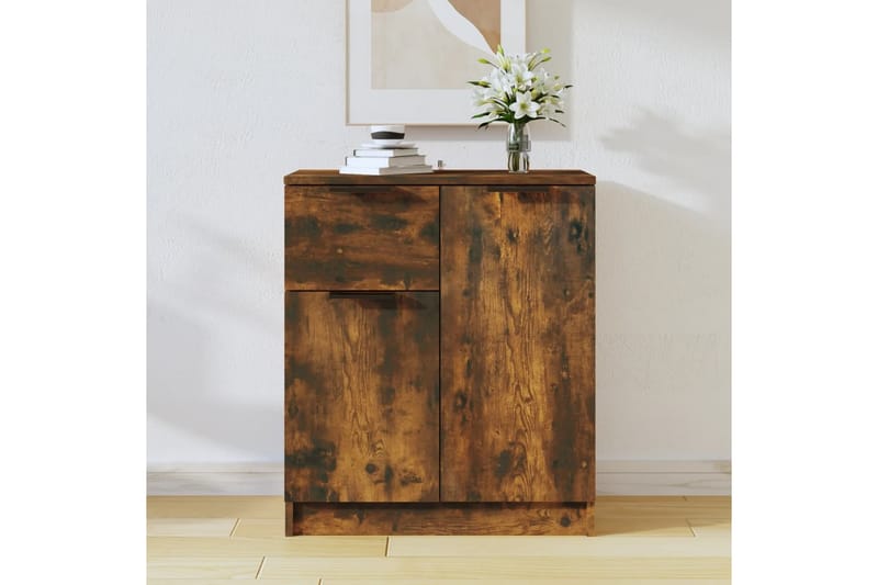 beBasic Skänk rökfärgad ek 60x30x70 cm konstruerat trä - Förvaring - Förvaringsmöbler - Skänkar & sideboards