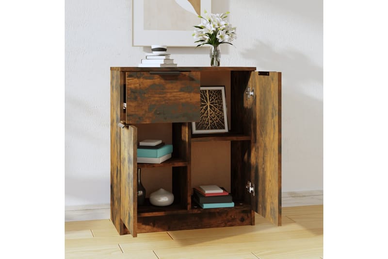 beBasic Skänk rökfärgad ek 60x30x70 cm konstruerat trä - Förvaring - Förvaringsmöbler - Skänkar & sideboards