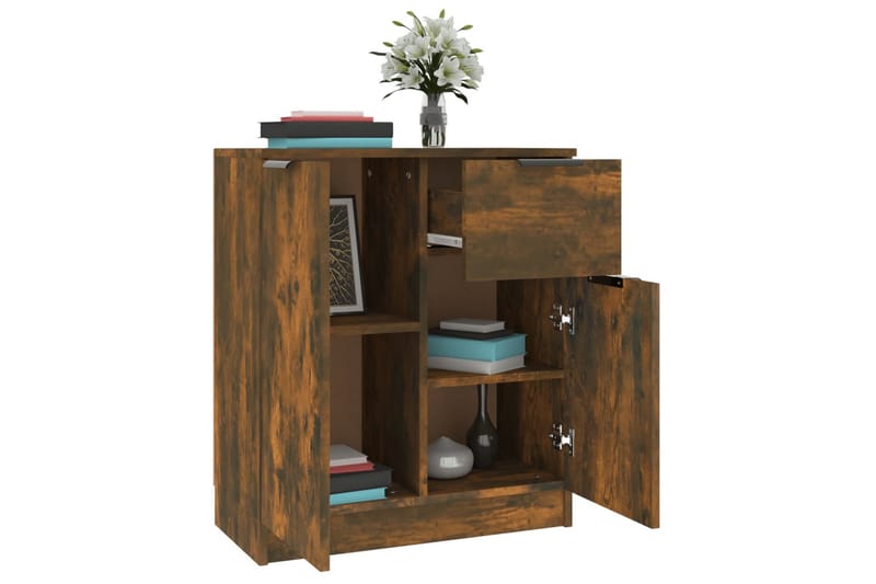beBasic Skänk rökfärgad ek 60x30x70 cm konstruerat trä - Förvaring - Förvaringsmöbler - Skänkar & sideboards