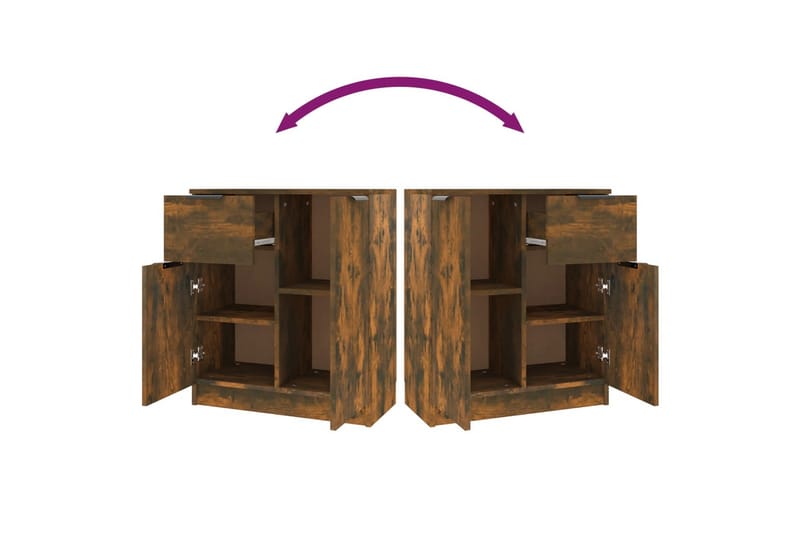 beBasic Skänk rökfärgad ek 60x30x70 cm konstruerat trä - Förvaring - Förvaringsmöbler - Skänkar & sideboards