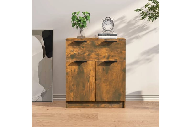 beBasic Skänk rökfärgad ek 60x30x70 cm konstruerat trä - Skänkar & sideboards