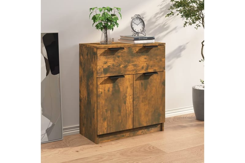 beBasic Skänk rökfärgad ek 60x30x70 cm konstruerat trä - Skänkar & sideboards