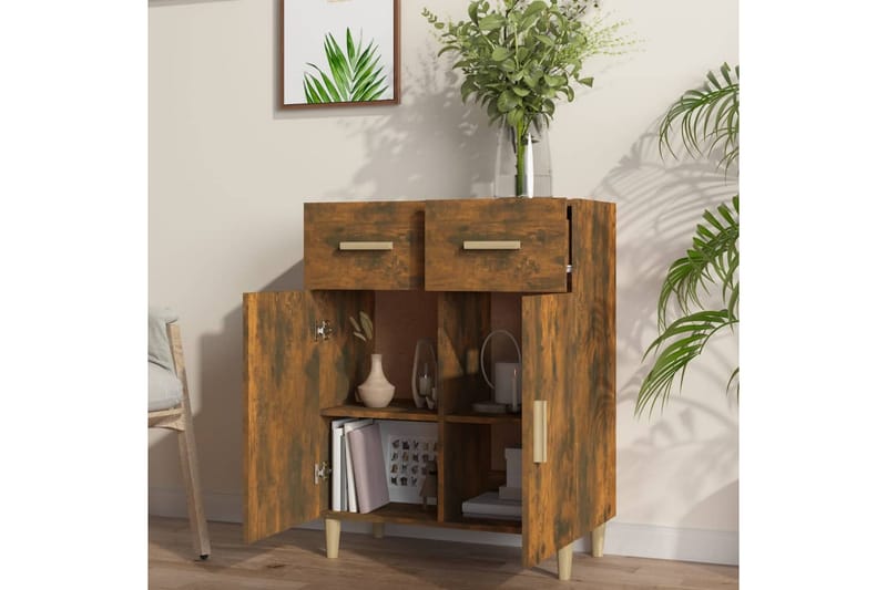 beBasic Skänk rökfärgad ek 69,5x34x89 cm konstruerat trä - Skänkar & sideboards