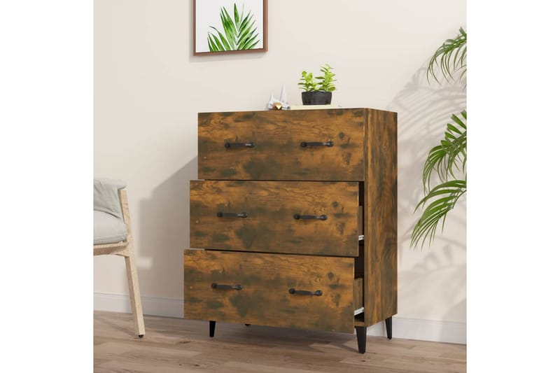 beBasic Skänk rökfärgad ek 69,5x34x90 cm konstruerat trä - Skänkar & sideboards