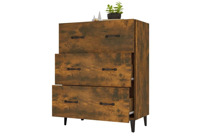 beBasic Skänk rökfärgad ek 69,5x34x90 cm konstruerat trä - Skänkar & sideboards