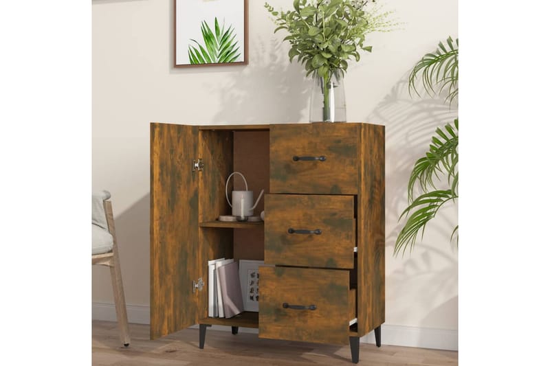 beBasic Skänk rökfärgad ek 69,5x34x90 cm konstruerat trä - Skänkar & sideboards