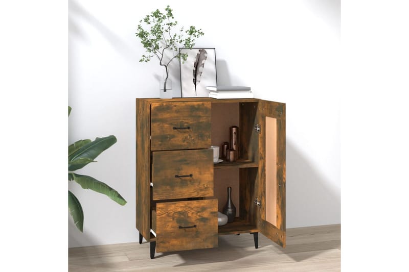 beBasic Skänk rökfärgad ek 69,5x34x90 cm konstruerat trä - Förvaring - Förvaringsmöbler - Skänkar & sideboards