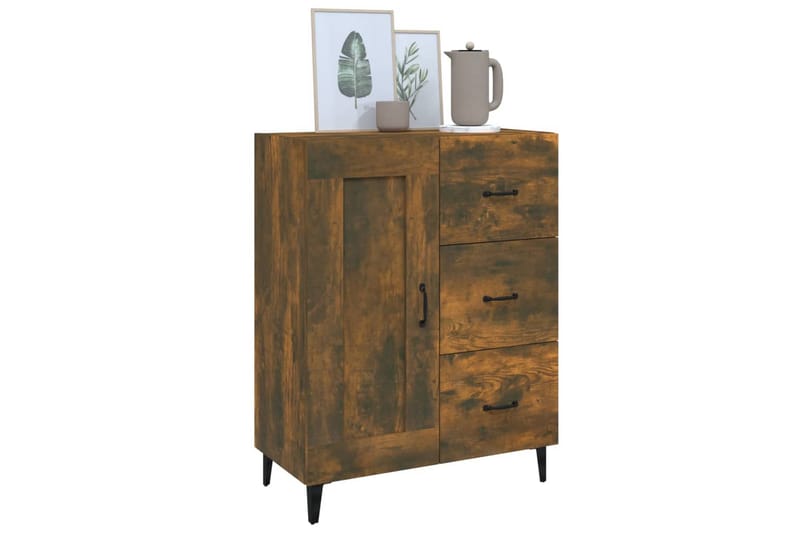 beBasic Skänk rökfärgad ek 69,5x34x90 cm konstruerat trä - Förvaring - Förvaringsmöbler - Skänkar & sideboards