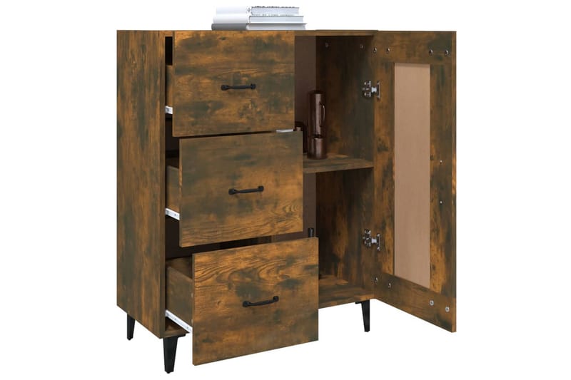 beBasic Skänk rökfärgad ek 69,5x34x90 cm konstruerat trä - Förvaring - Förvaringsmöbler - Skänkar & sideboards