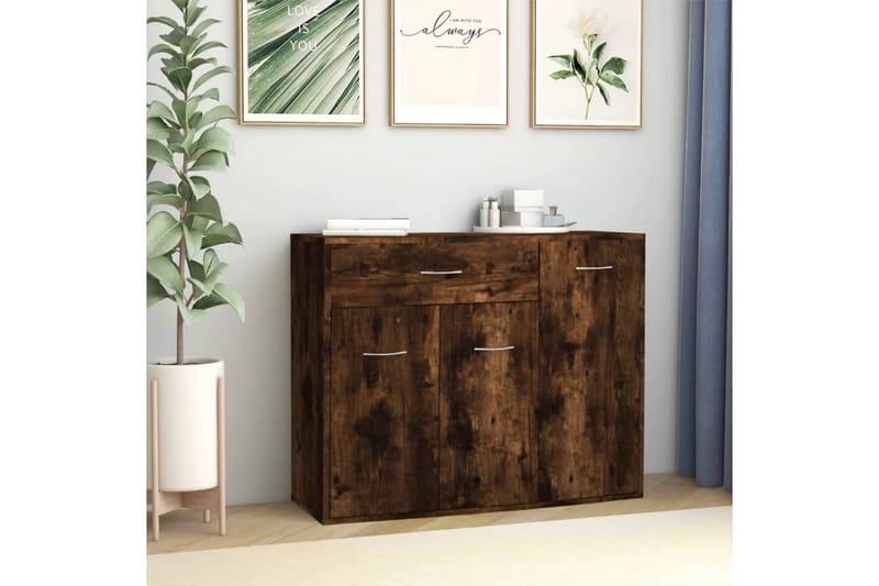 beBasic Skänk rökfärgad ek 88x30x70 cm konstruerat trä - Skänkar & sideboards