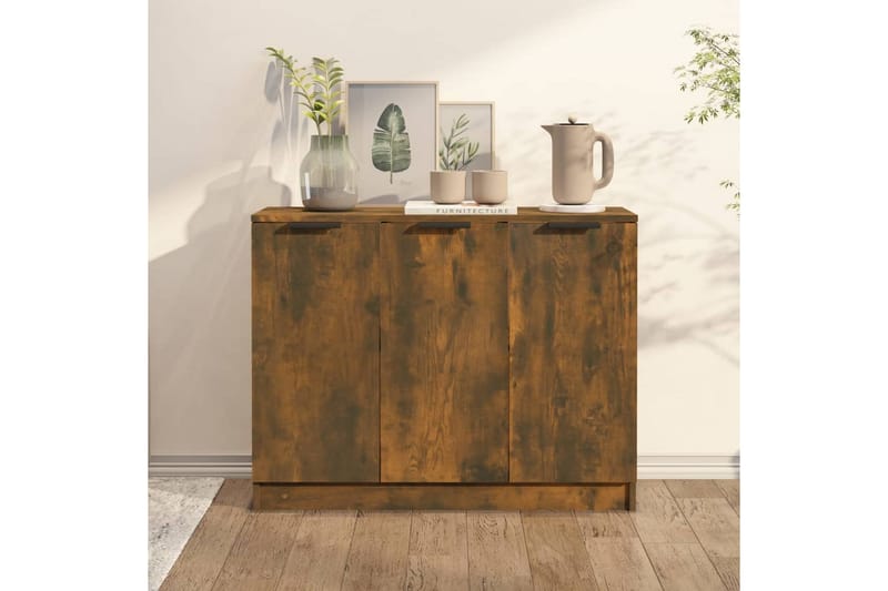 beBasic Skänk rökfärgad ek 90,5x30x70 cm konstruerat trä - Skänkar & sideboards