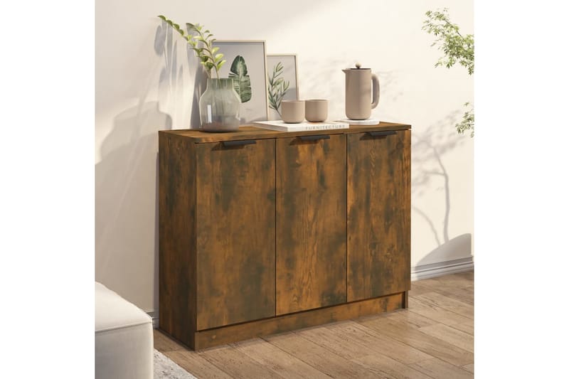 beBasic Skänk rökfärgad ek 90,5x30x70 cm konstruerat trä - Skänkar & sideboards