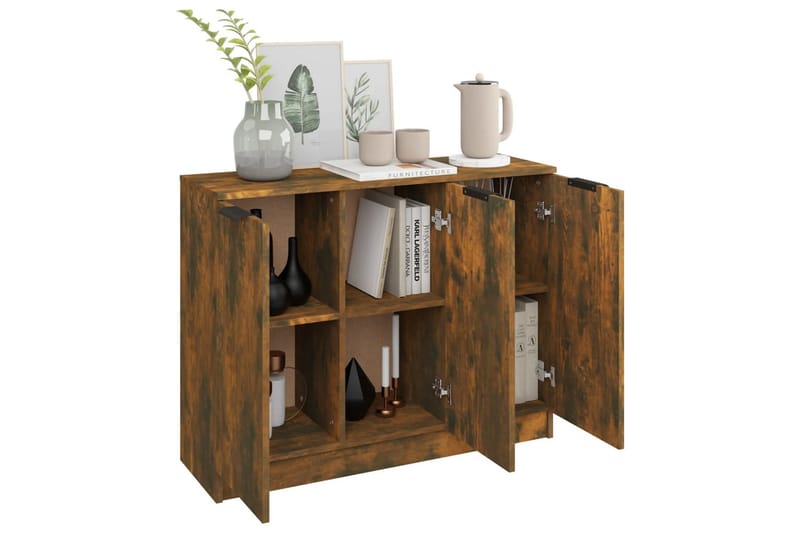 beBasic Skänk rökfärgad ek 90,5x30x70 cm konstruerat trä - Skänkar & sideboards