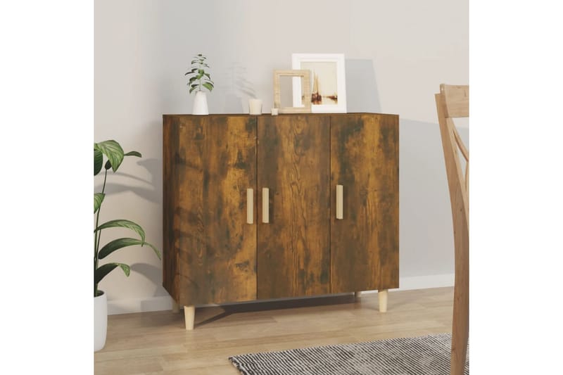 beBasic Skänk rökfärgad ek 90x34x80 cm konstruerat trä - Skänkar & sideboards