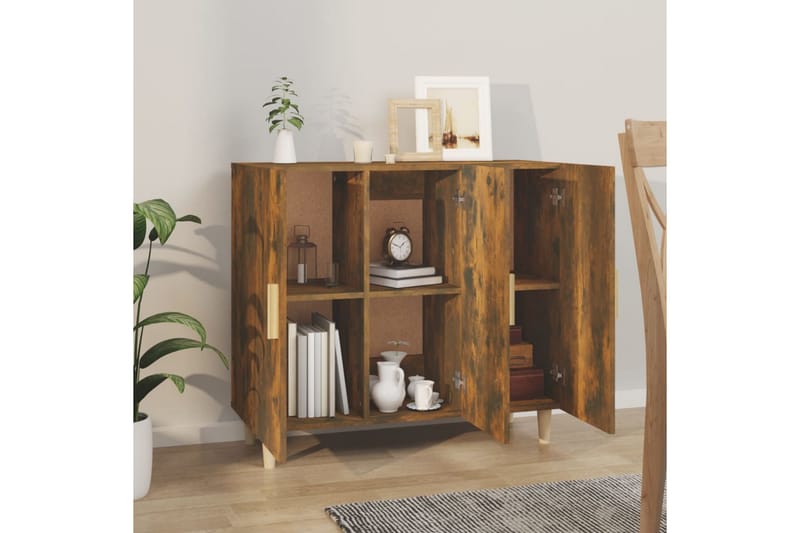 beBasic Skänk rökfärgad ek 90x34x80 cm konstruerat trä - Skänkar & sideboards