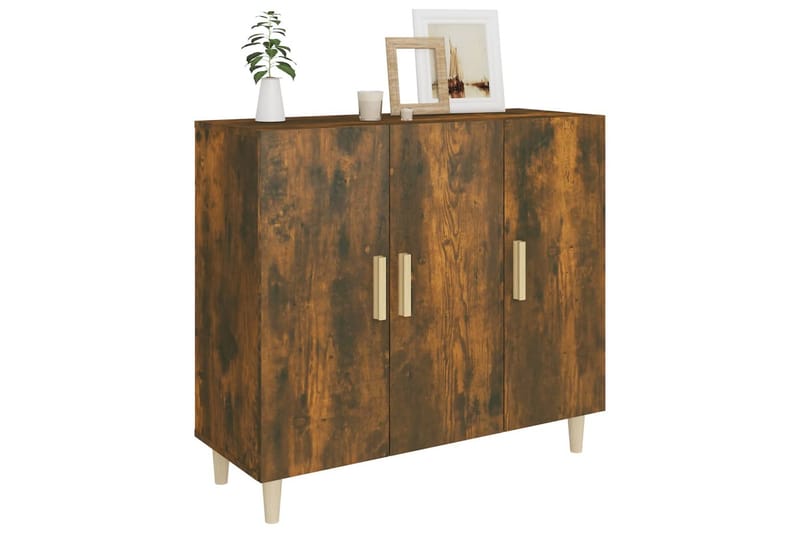 beBasic Skänk rökfärgad ek 90x34x80 cm konstruerat trä - Skänkar & sideboards