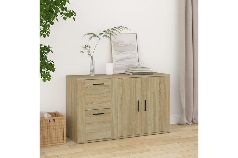 beBasic Skänk sonoma-ek 100x33x59,5 cm konstruerat trä - Förvaring - Förvaringsmöbler - Skänkar & sideboards
