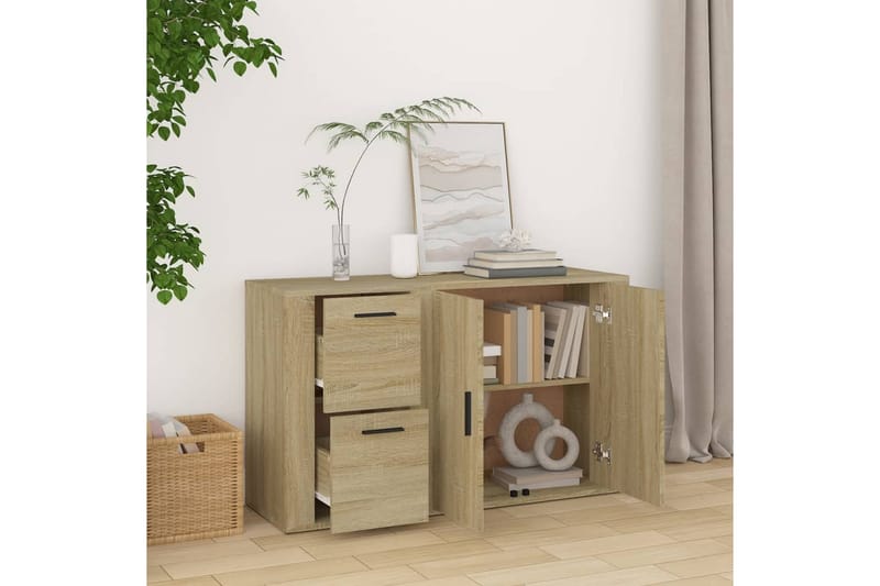 beBasic Skänk sonoma-ek 100x33x59,5 cm konstruerat trä - Förvaring - Förvaringsmöbler - Skänkar & sideboards