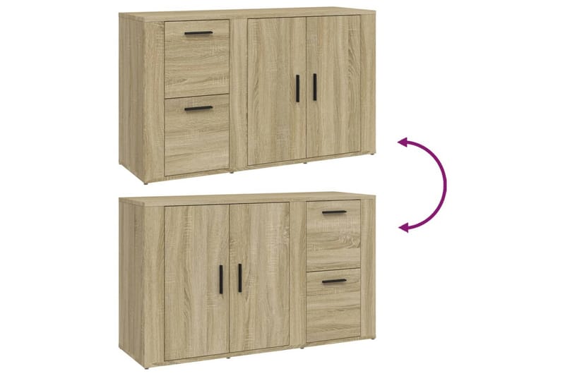beBasic Skänk sonoma-ek 100x33x59,5 cm konstruerat trä - Förvaring - Förvaringsmöbler - Skänkar & sideboards