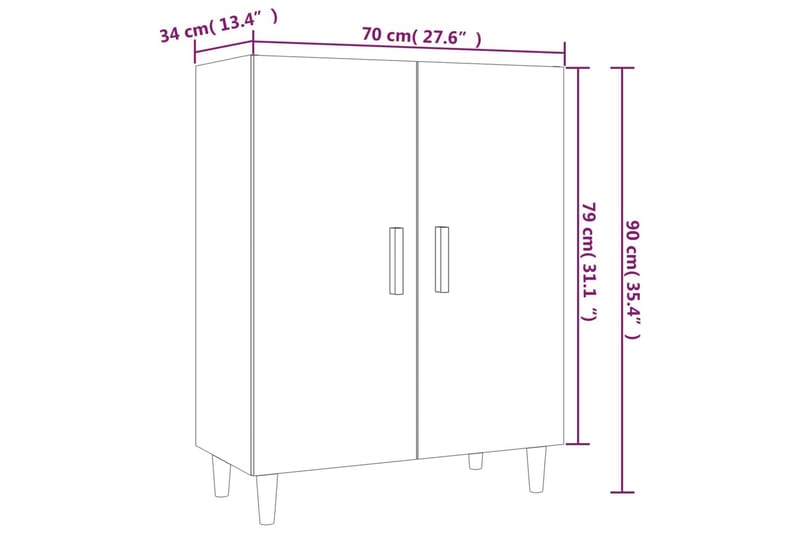 beBasic Skänk sonoma-ek 70x34x90 cm konstruerat trä - Skänkar & sideboards