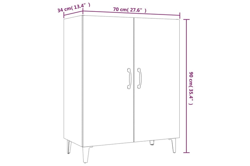 beBasic Skänk sonoma-ek 70x34x90 cm konstruerat trä - Skänkar & sideboards