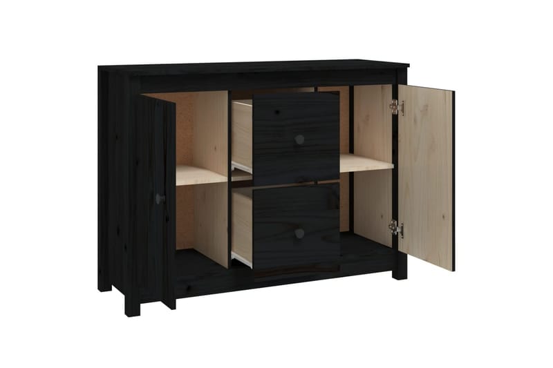 beBasic Skänk svart 100x35x74 cm massiv furu - Förvaring - Förvaringsmöbler - Skänkar & sideboards