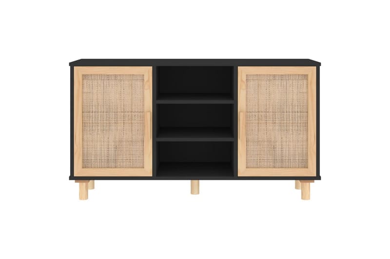 beBasic Skänk svart 105x30x60 cm massiv furu och naturlig rotting - Förvaring - Förvaringsmöbler - Skänkar & sideboards