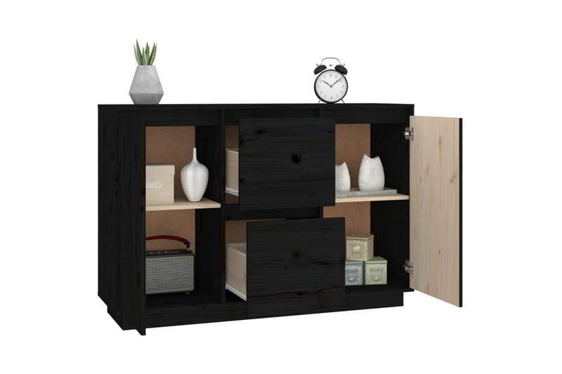 beBasic Skänk svart 111x34x75 cm massiv furu - Förvaring - Förvaringsmöbler - Skänkar & sideboards