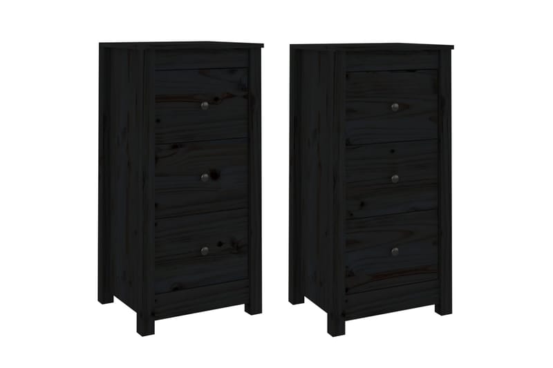 beBasic Skänk svart 2 st 40x35x80 cm massiv furu - Skänkar & sideboards