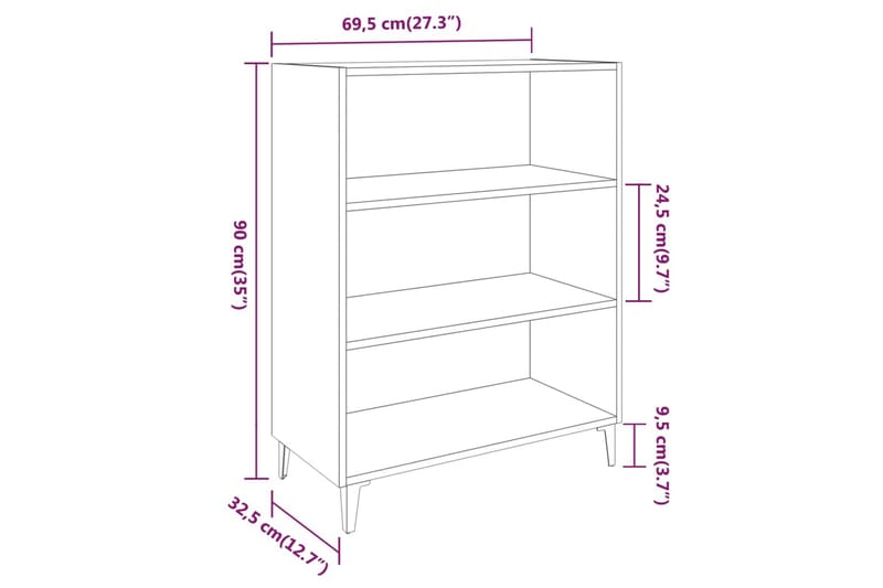 beBasic Skänk svart 69,5x32,5x90 cm konstruerat trä - Skänkar & sideboards