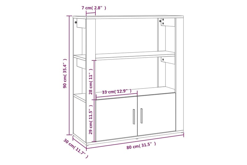 beBasic Skänk svart 80x30x90 cm konstruerat trä - Skänkar & sideboards