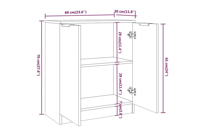 beBasic Skänk svart 80x40x75 cm konstruerat trä - Skänkar & sideboards