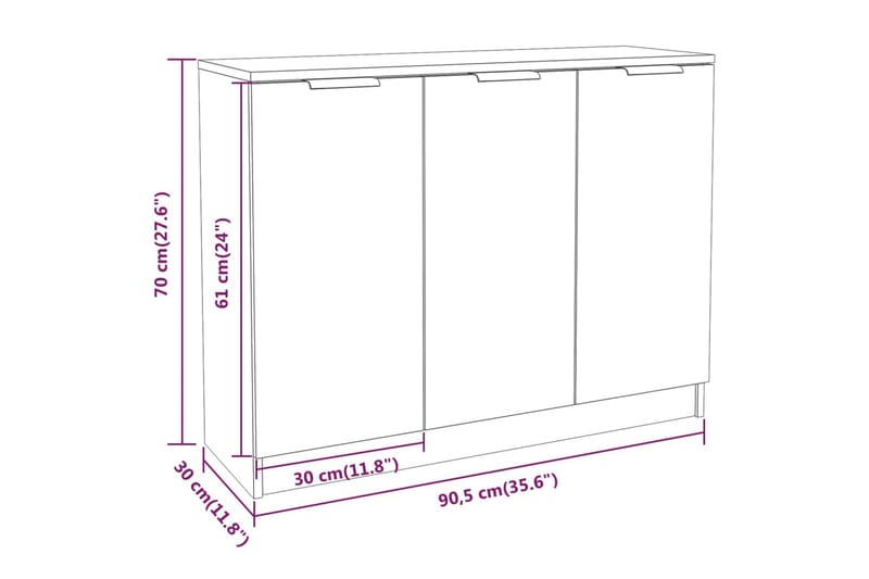 beBasic Skänk svart 90,5x30x70 cm konstruerat trä - Skänkar & sideboards