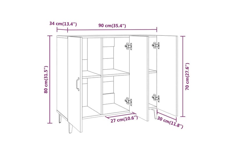 beBasic Skänk svart 90x34x80 cm konstruerat trä - Skänkar & sideboards