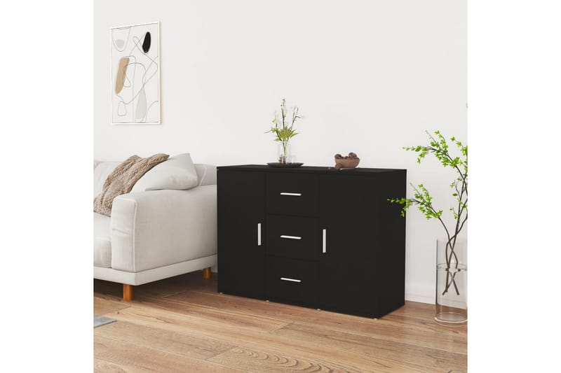 beBasic Skänk svart 91x29,5x65 cm konstruerat trä - Skänkar & sideboards