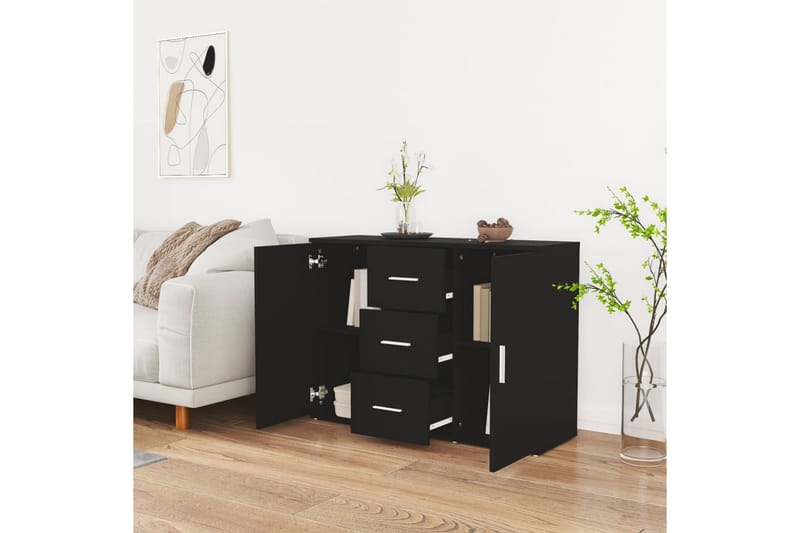 beBasic Skänk svart 91x29,5x65 cm konstruerat trä - Skänkar & sideboards