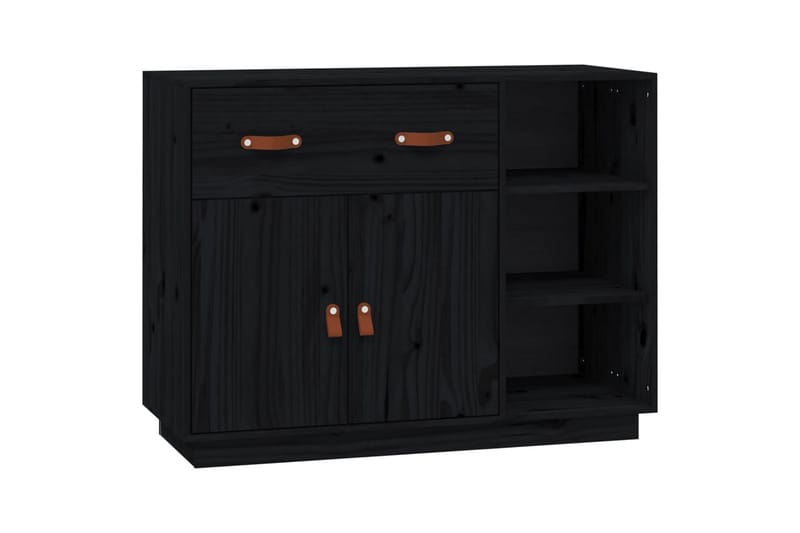 beBasic Skänk svart 98,5x40x75 cm massiv furu - Skänkar & sideboards