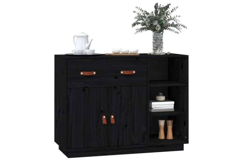 beBasic Skänk svart 98,5x40x75 cm massiv furu - Förvaring - Förvaringsmöbler - Skänkar & sideboards