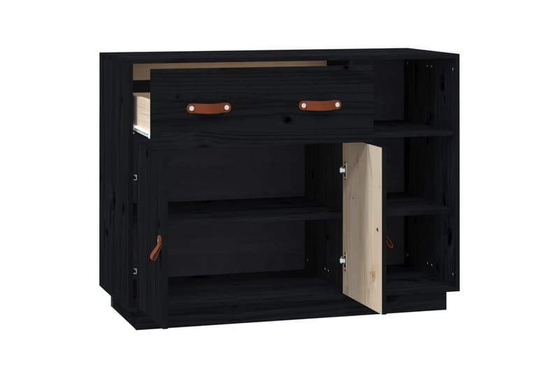beBasic Skänk svart 98,5x40x75 cm massiv furu - Förvaring - Förvaringsmöbler - Skänkar & sideboards