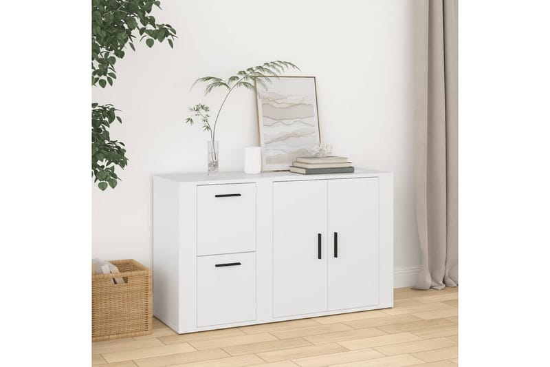 beBasic Skänk vit 100x33x59,5 cm konstruerat trä - Skänkar & sideboards