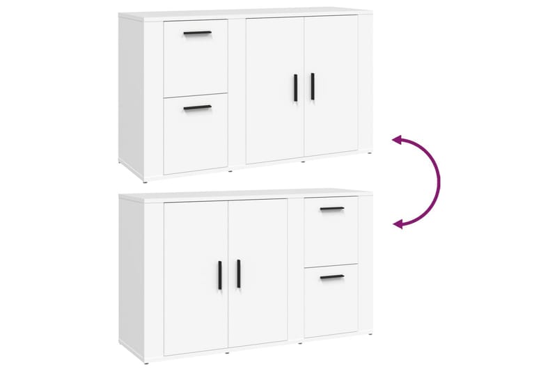 beBasic Skänk vit 100x33x59,5 cm konstruerat trä - Skänkar & sideboards