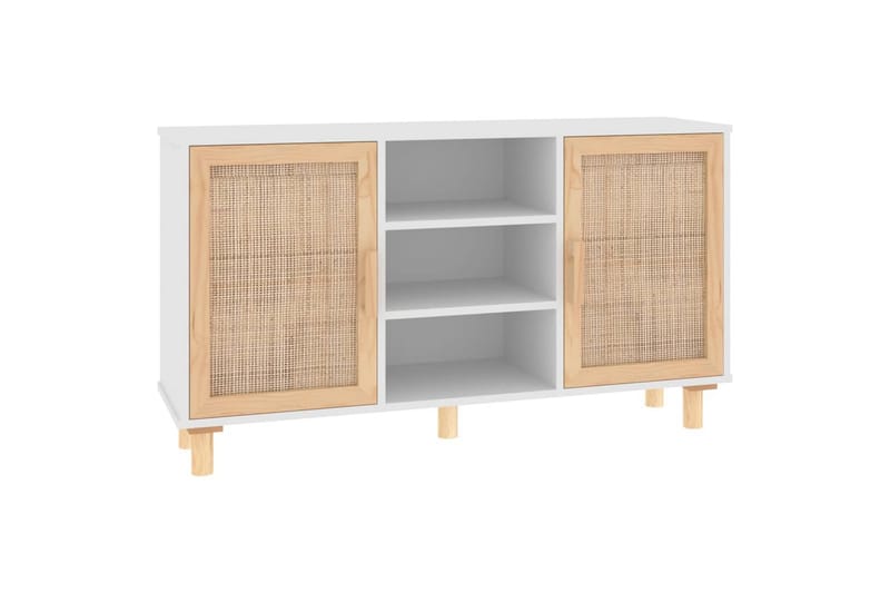 beBasic Skänk vit 105x30x60 cm massiv furu och naturlig rotting - Skänkar & sideboards