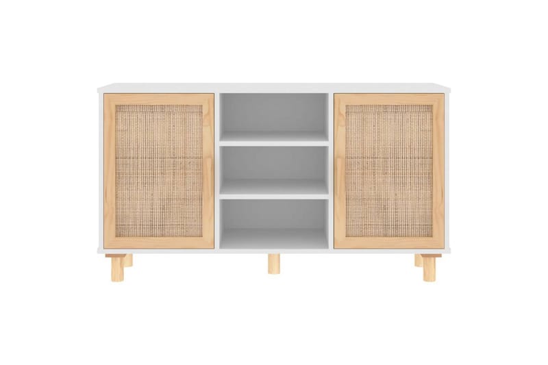 beBasic Skänk vit 105x30x60 cm massiv furu och naturlig rotting - Skänkar & sideboards