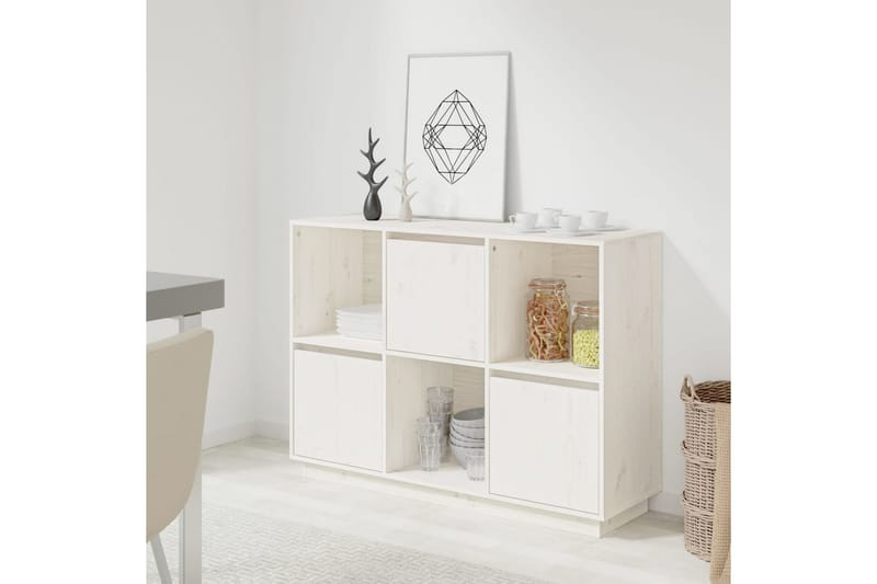 beBasic Skänk vit 110,5x35x80 cm massiv furu - Skänkar & sideboards