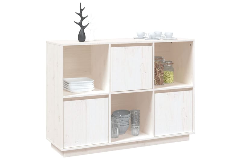 beBasic Skänk vit 110,5x35x80 cm massiv furu - Skänkar & sideboards