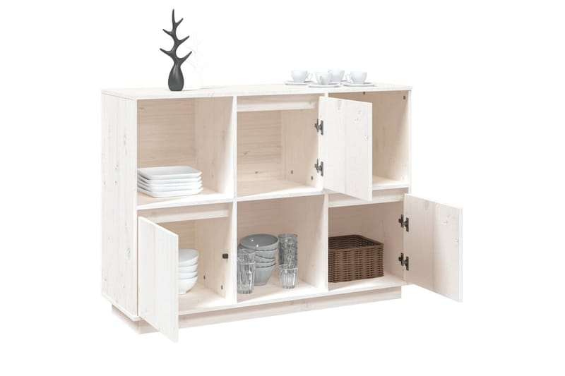 beBasic Skänk vit 110,5x35x80 cm massiv furu - Skänkar & sideboards