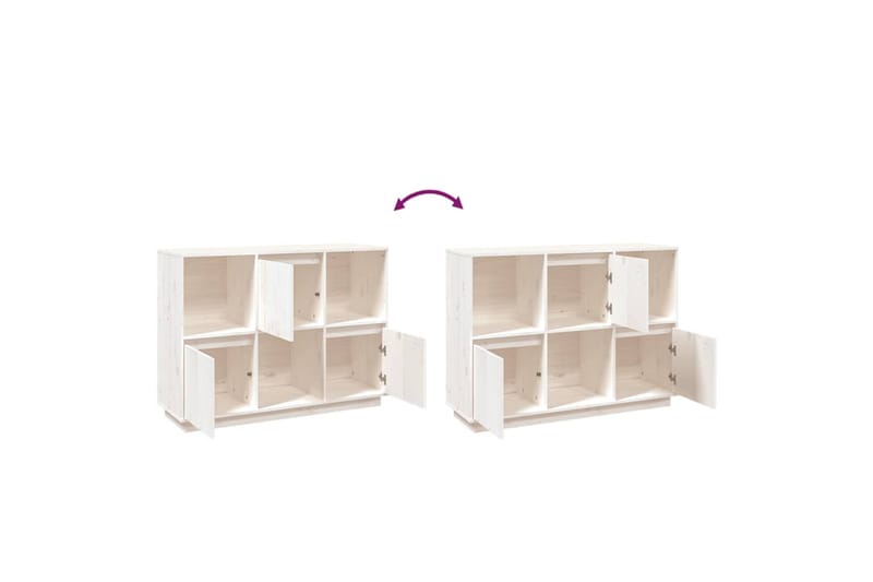 beBasic Skänk vit 110,5x35x80 cm massiv furu - Skänkar & sideboards